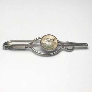 Dogs Tie Bar Clip Reverse Painted Glass Cabachon